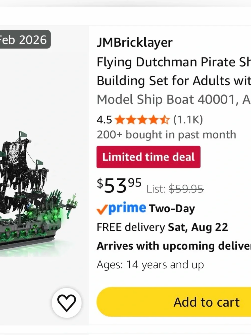 Lego Ghost Ship The Flying Dutchman Black & Green Building Set